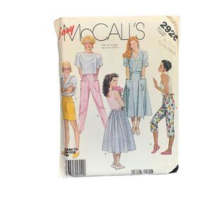 Vintage McCalls Pants Skirts Easy Sewing Pattern 2926 Size 6-10
